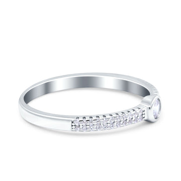 Engagement Bridal Ring Round Simulated Cubic Zirconia 925 Sterling Silver